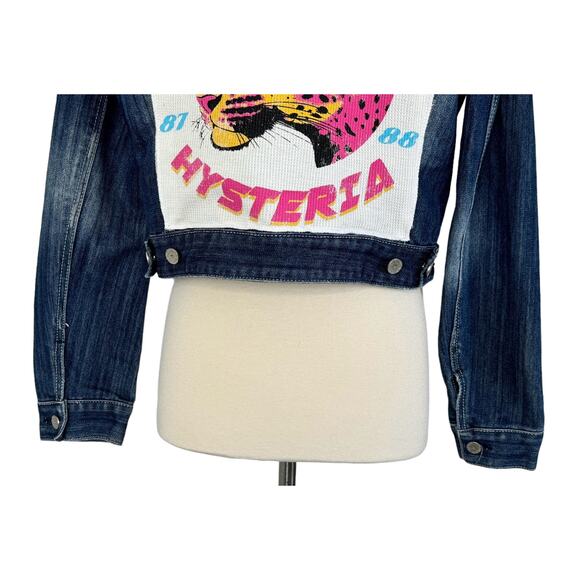 DEF LEPPARD Hysteria 1980s Punk Rock Band Upcycled Denim Jean Jacket Size M/L - Picture 10 of 15